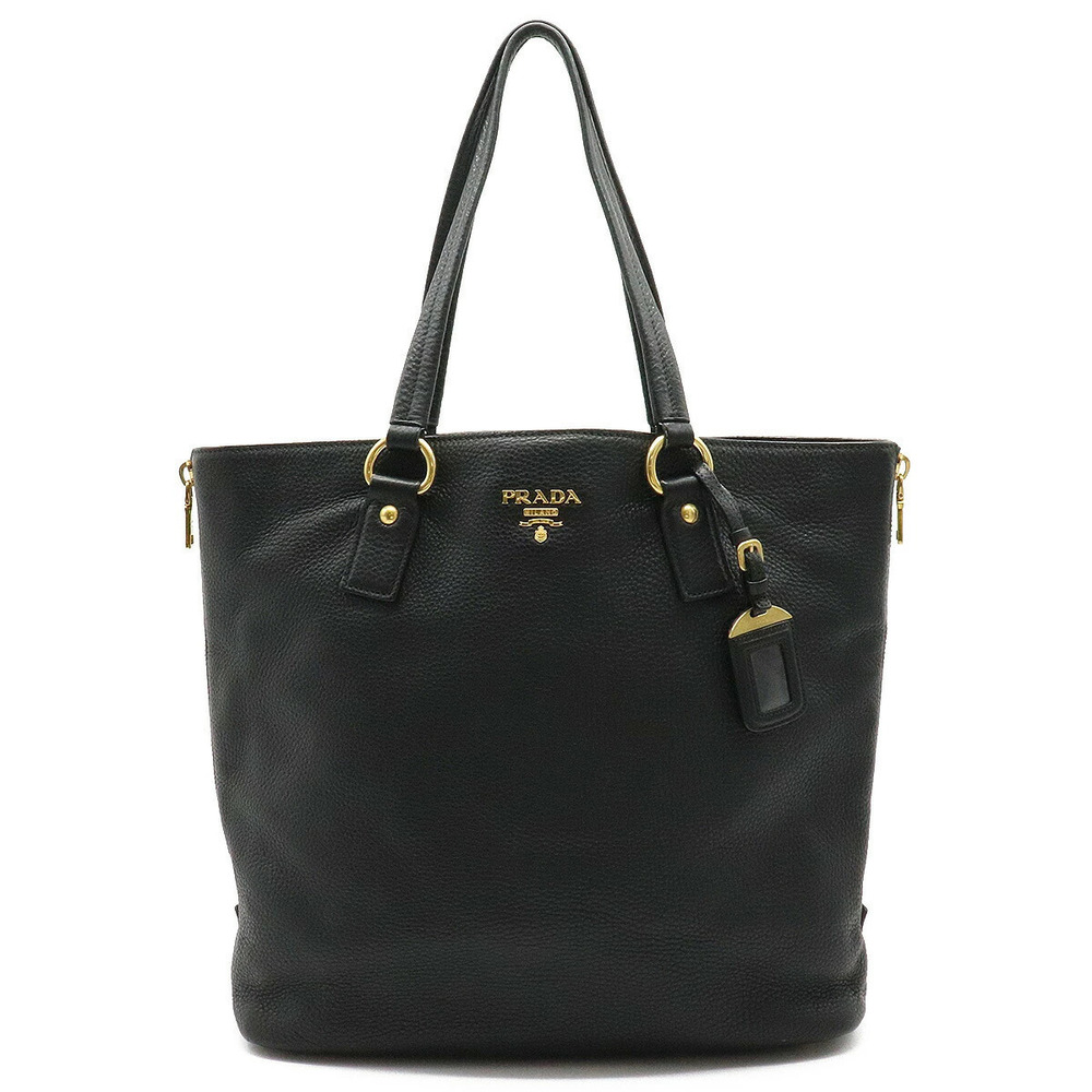 Prada Tote Tessuto Saffiano Bag Shoulder Leather NERO Black